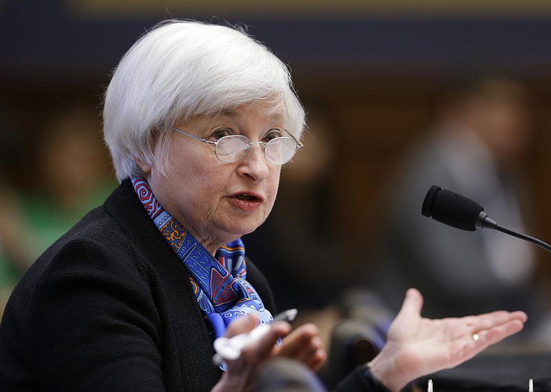 In this Wednesday, June 22, 2016, file photo, Federal Reserve Chair Janet Yellen testifies on Capitol Hill in Washington, before the House Financial Services Committee hearing on U.S. monetary policy. The Federal Reserve releases its latest monetary policy statement Wednesday, July 27, after wrapping up a two-day meeting. 