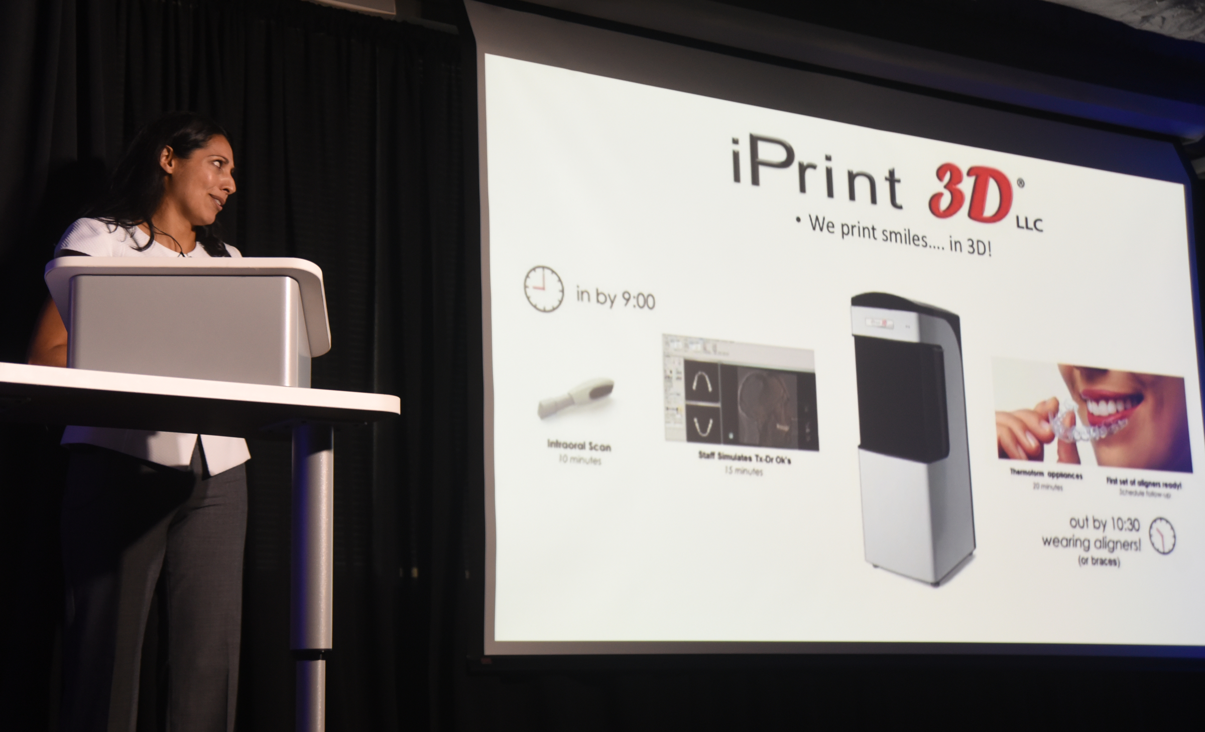Angela Otero talks about iPrint 3D. The local 3-D printer manufacturer that lets orthodontists and dentists print tooth patterns in their own office instead of sending their electronic records to laboratories.