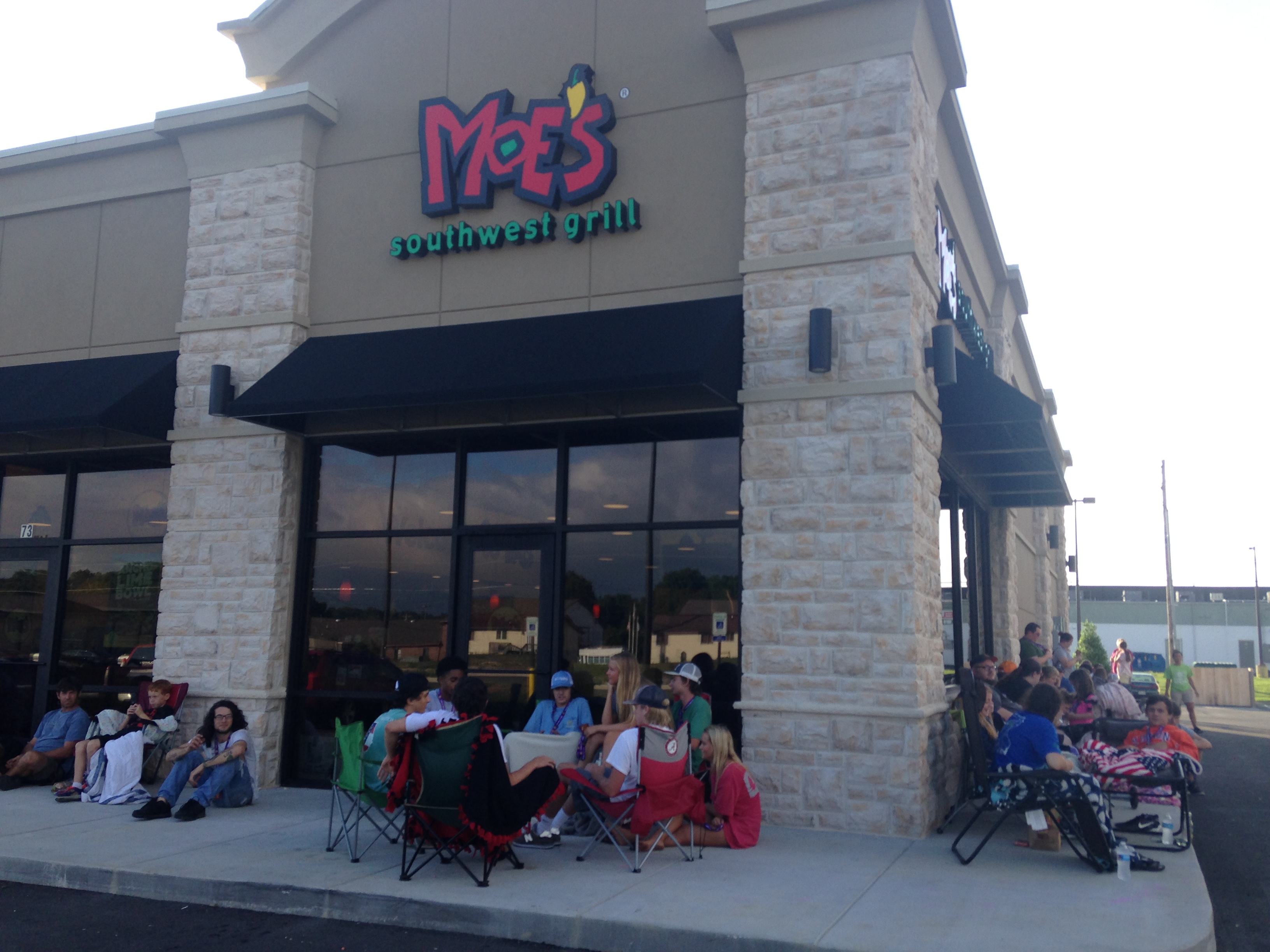 Patrons camp out at Moe's Southwest Grill in Fort Oglethorpe so they can receive free burritos for a year by being among the first 50 people in line on opening day.