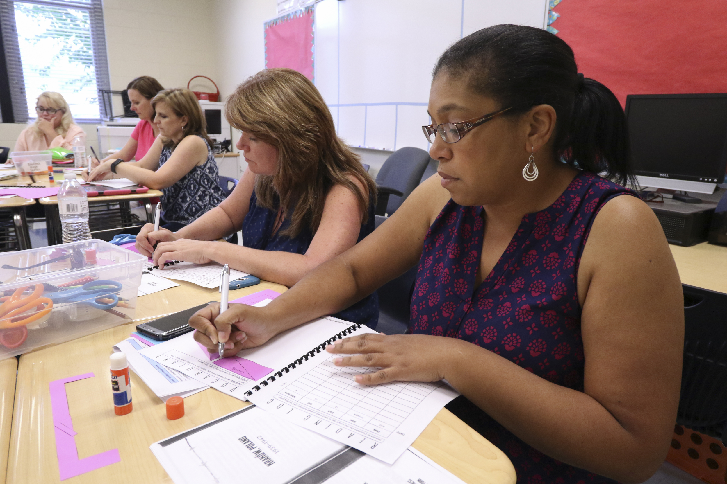 Staff Photo by Dan Henry / The Chattanooga Times Free Press- 8/1/16. Michele Dockery, a teacher at Rivermont Elementary, during the I.C.E. Institute (Innovate Create Engage) held at Red Bank Middle School on Monday, August 1, 2016.