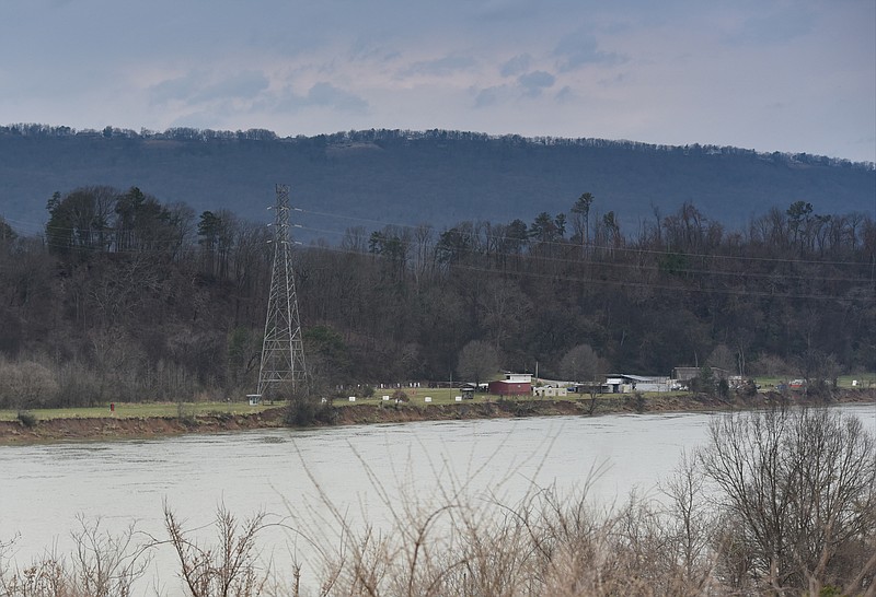 The Moccasin Bend firing range is shown from the south side of the Tennessee River near downtown Chattanooga.