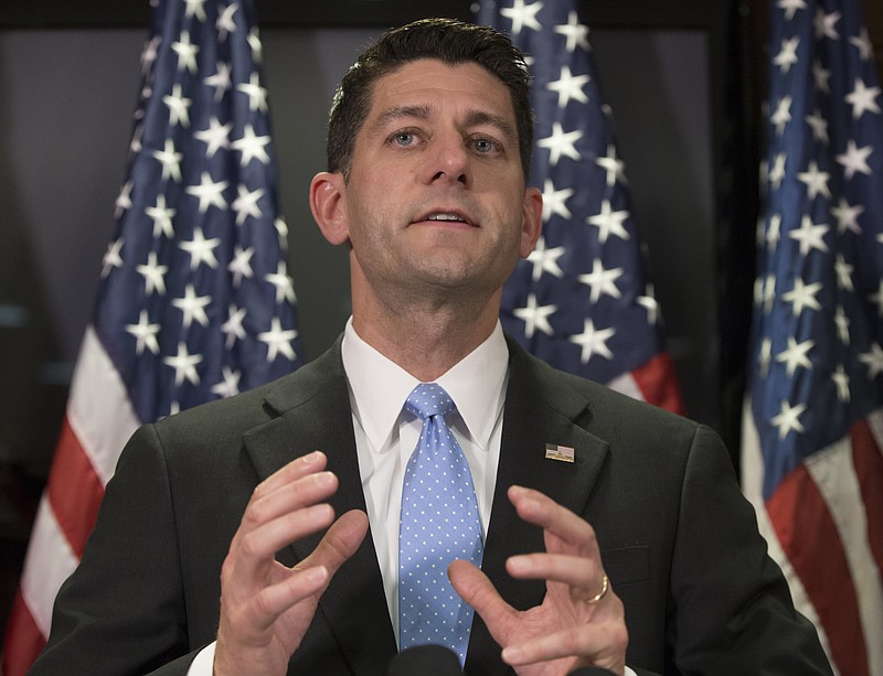 
              FILE -In this June 14, 2016 file photo, House Speaker Paul Ryan of Wis. speaks s at the Republican National Committee headquarter on Capitol Hill in Washington.  Ryan says the House will not vote this year on the sweeping Asia-Pacific trade deal backed by President Barack Obama. The Wisconsin Republican is a longtime proponent of free trade, but he says Obama made mistakes in negotiating the deal with 11 other countries and that there aren’t the votes for it.  (AP Photo/J. Scott Applewhite, File)
            