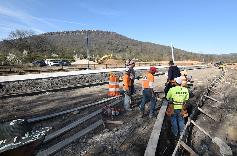 Work was underway in May on the ending point of the Tennessee Riverwalk that passes through some of Chattanooga's oldest industrial property on the Southside.
