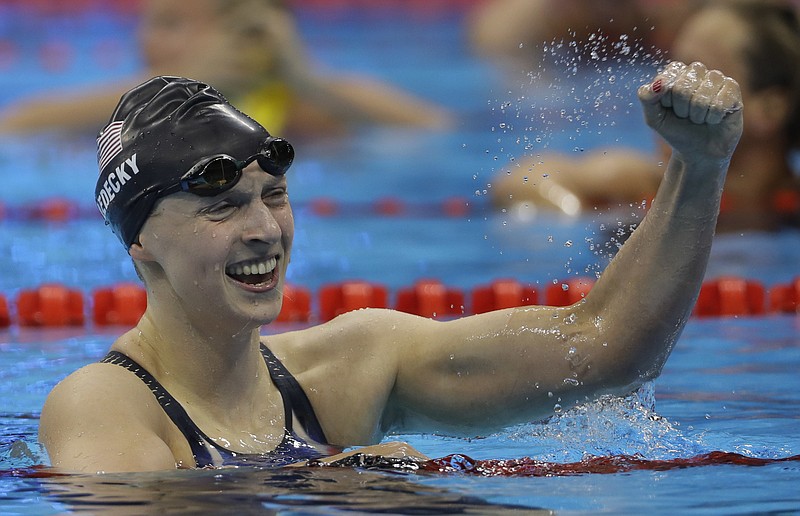 United States' Katie Ledecky wins the gold medal in the women's 200-meter freestyle during the swimming competitions at the 2016 Summer Olympics, Tuesday, Aug. 9, 2016, in Rio de Janeiro, Brazil.