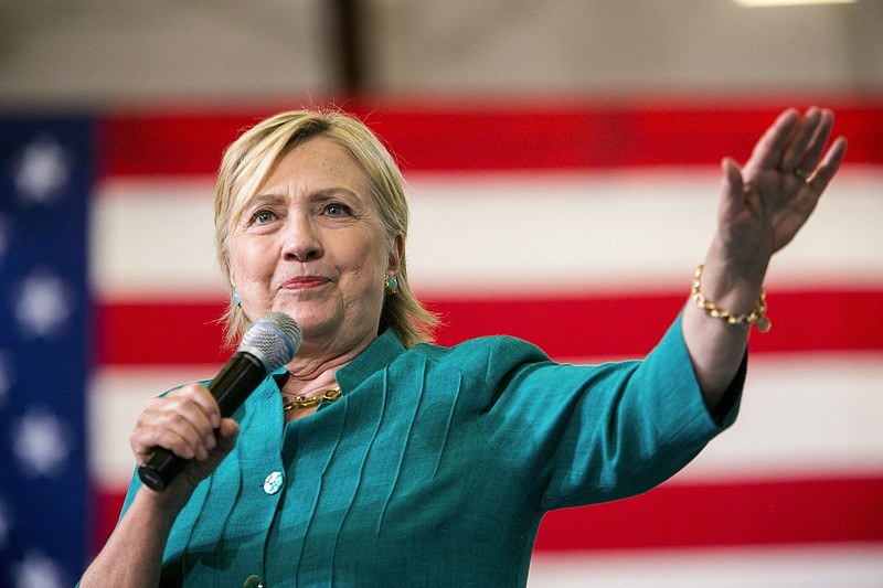 Hillary Clinton speaks at Lincoln High School in Des Moines, Iowa, on Wednesday.