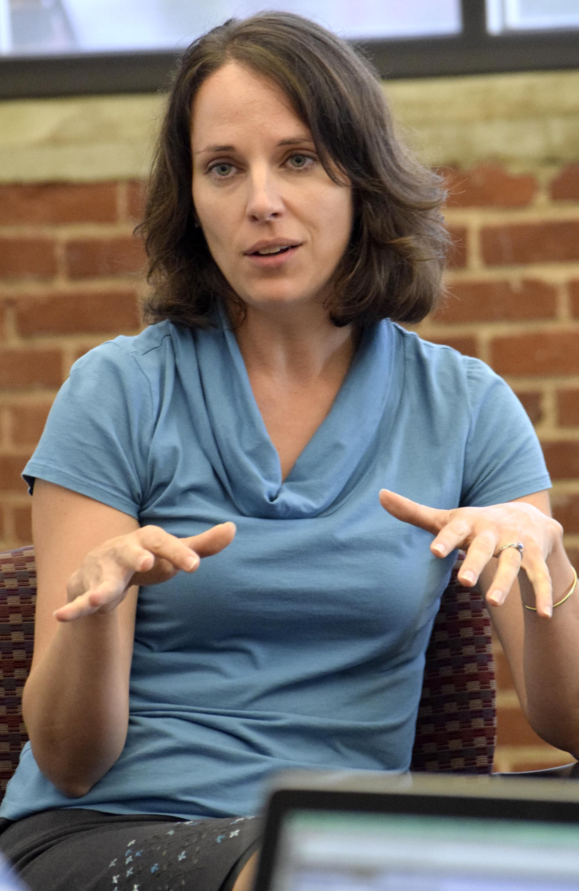 Hamilton County Department of Education Director Of Innovation, Keri Randolph, speaks to reporters. Members of the Hamilton County Department of Education visited the Chattanooga Times Free Press to discuss goals for the 2016 school year.