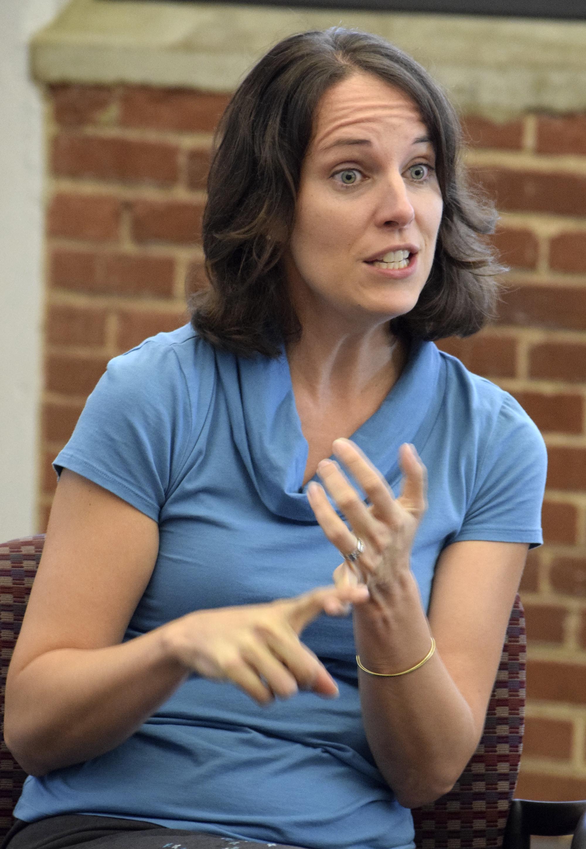 Hamilton County Department of Education Director Of Innovation, Keri Randolph, speaks to reporters. Members of the Hamilton County Department of Education visited the Chattanooga Times Free Press to discuss goals for the 2016 school year.