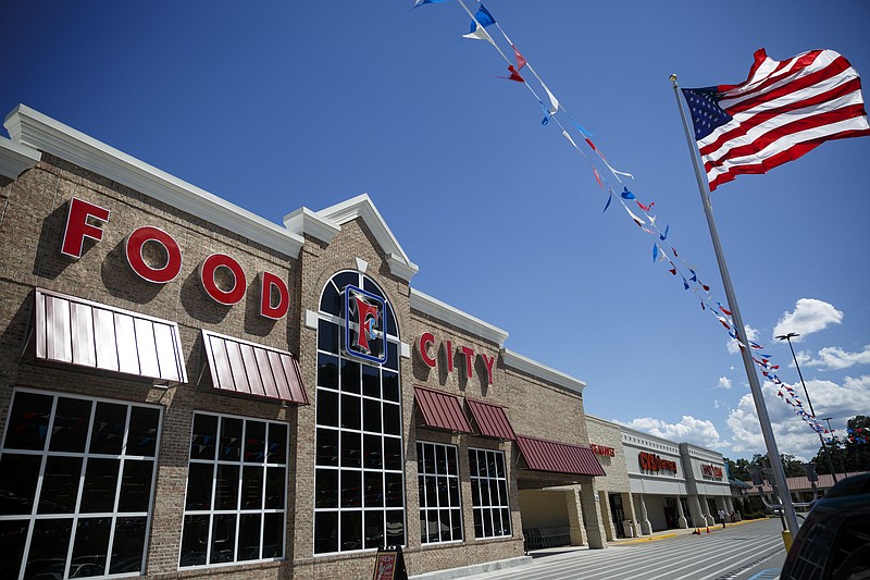 The remodeled facade of the St. Elmo Food City location is seen on Tuesday, Aug. 16, 2016, in Chattanooga, Tenn. The location was one of six area stores to undergo a major remodel.