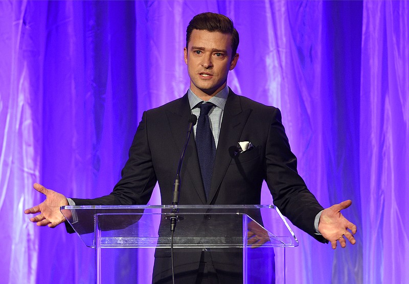 
              FILE - In this Aug. 4, 2016 file photo, Justin Timberlake speaks at the Hollywood Foreign Press Association Grants Banquet in Beverly Hills, Calif. Timberlake is a new partner and producer of the Pilgrimage Music & Cultural Festival. This year’s lineup on Sept. 24 and 25 includes Beck, Daryl Hall and John Oates and Kacey Musgraves, but Timberlake will not be performing this year, according to the festival. (Photo by Chris Pizzello/Invision/AP, File)
            