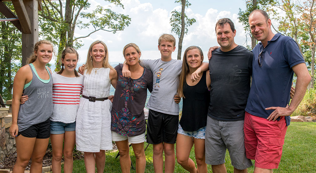 Effie and Gardner Rustand, Laure Debouttiere, Peg and Addison Rustand, Zoe and Paul Rustand and Patrick Debouttiere