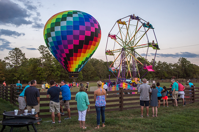 Attendees took advantage of the hot air ballon and ferris wheel rides .