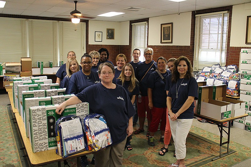 Volunteers from Unum stuffed 125 backpacks full of school supplies for summer program participants at Chambliss Center for Children.