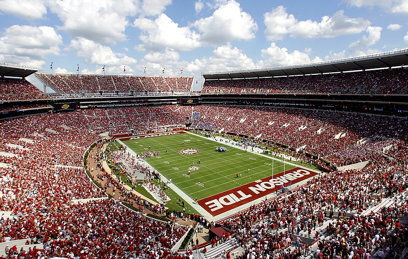 Fans fill Bryant Denny Stadium on homecoming day before an NCAA college football game between Alabama and Georgia State on Saturday, Oct. 5, 2013, in Tuscaloosa, Ala.