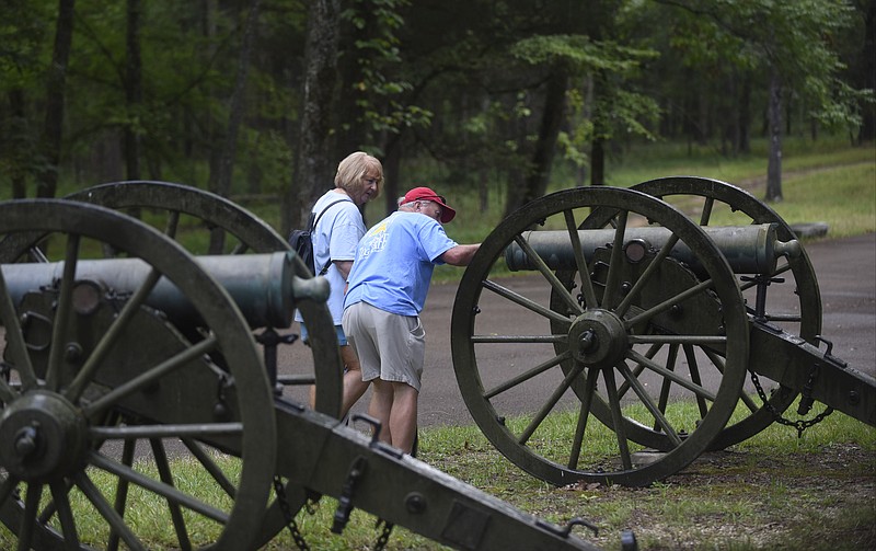 Nancy, left, and Reese Conway look at cannons Wednesday, August 23, 2016, in the Chickamauga and Chattanooga National Military Park.