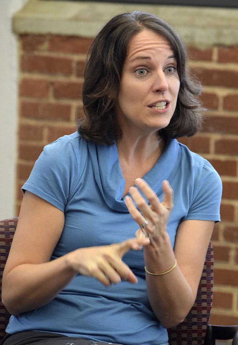 Hamilton County Department of Education Director Of Innovation, Keri Randolph, speaks to reporters.  Members of the Hamilton County Department of Education visited the Chattanooga Times Free Press to discuss goals for the 2016 school year. 