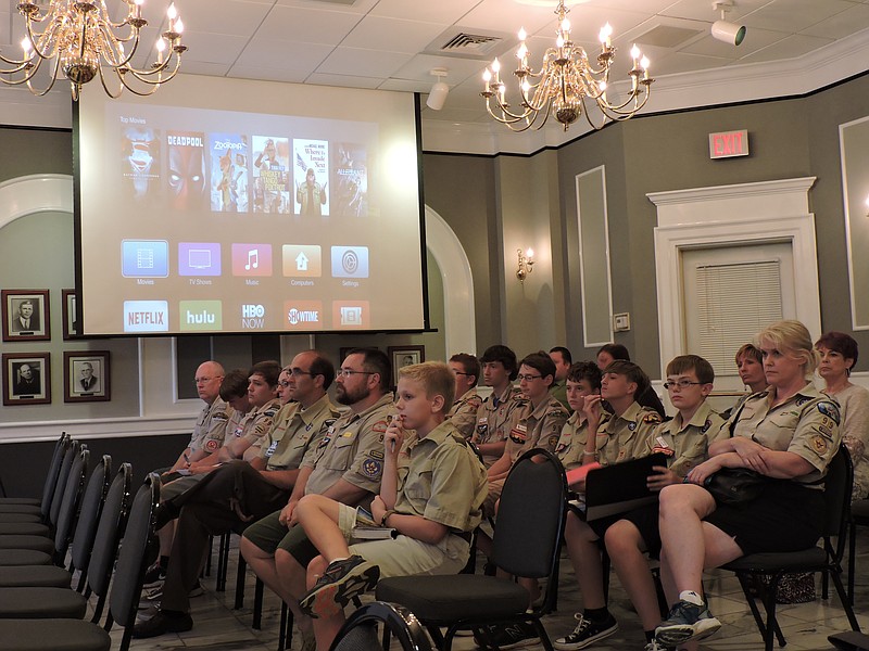 A local Boy Scout Troop listens to a recent Ringgold City Council meeting discussion.