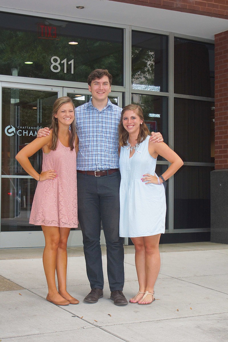Chamber 2016 interns Hannah Peyton, Oliver Beers and Sarah-Grace Battles, from left.
