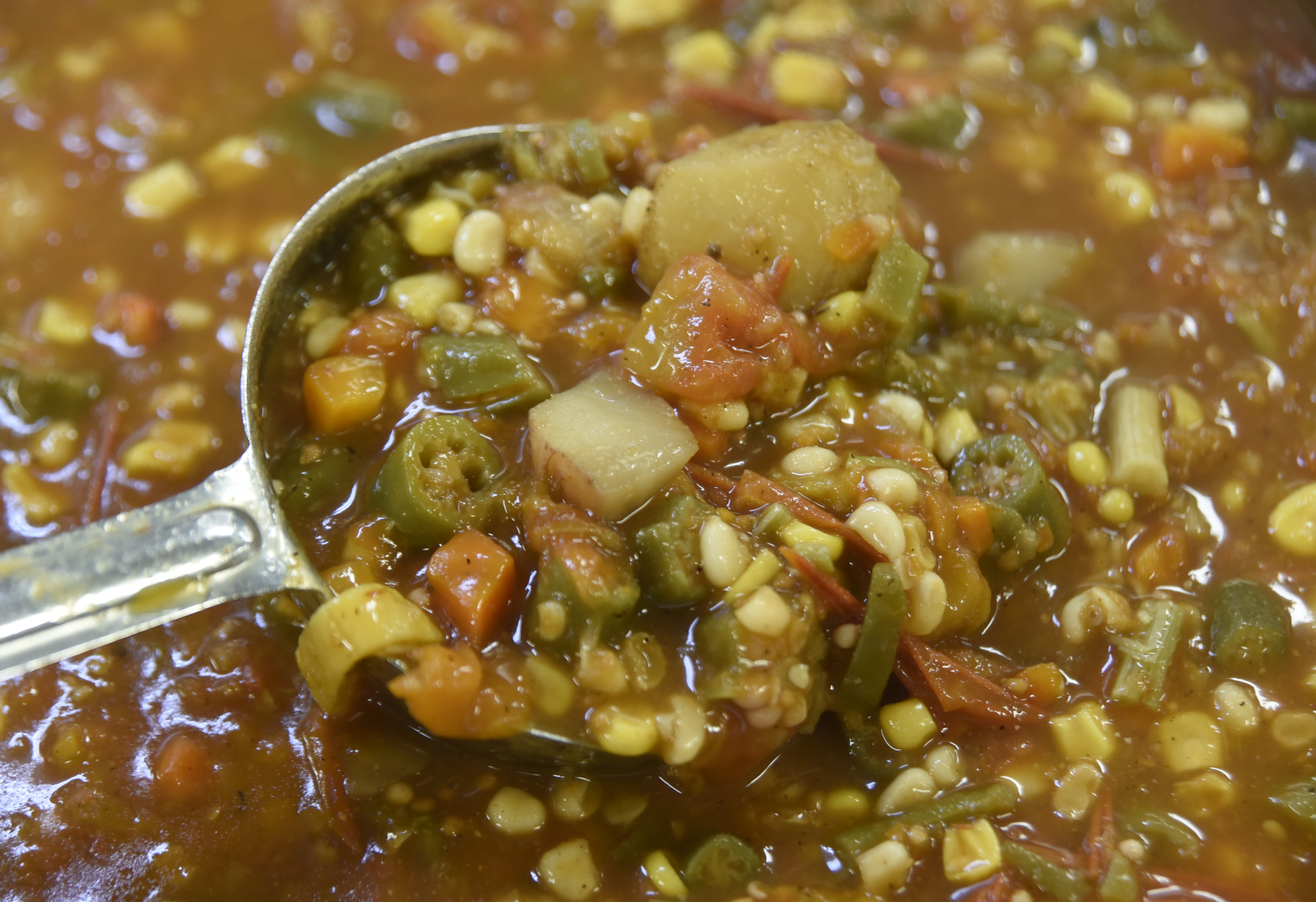 The kitchen crew at Catoosa County Jail made 22 gallons of soup for the inmates, using vegetables grown in the jail's garden.