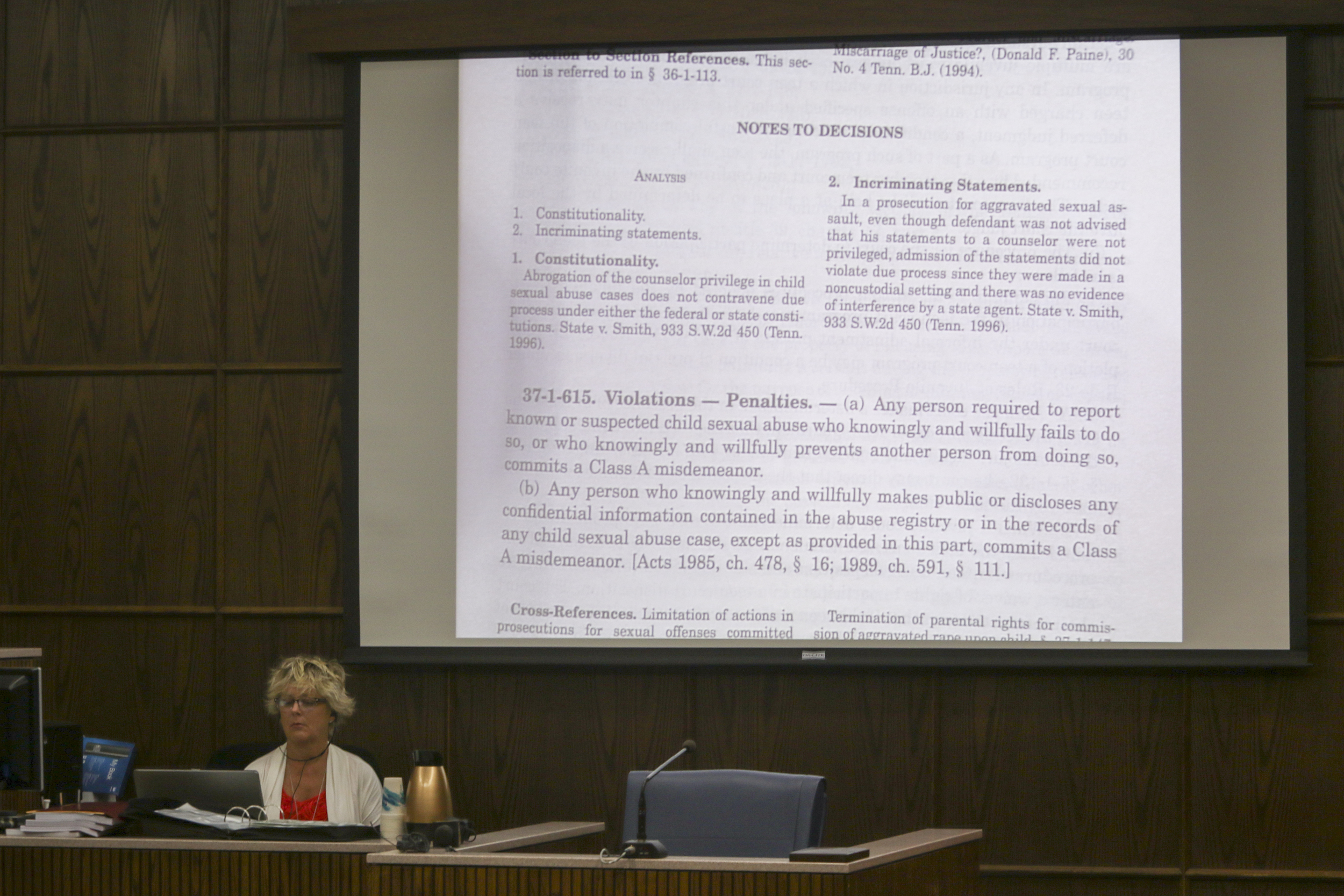 Staff Photo by Dan Henry / The Chattanooga Times Free Press- 8/31/16. Attorney Curtis Bowe, right, argues that his client, former Ooltewah High School head basketball coach Andre "Tank" Montgomery, should have charges of failure to report child sexual abuse thrown out while appearing before Judge Don Poole on August 31, 2016.