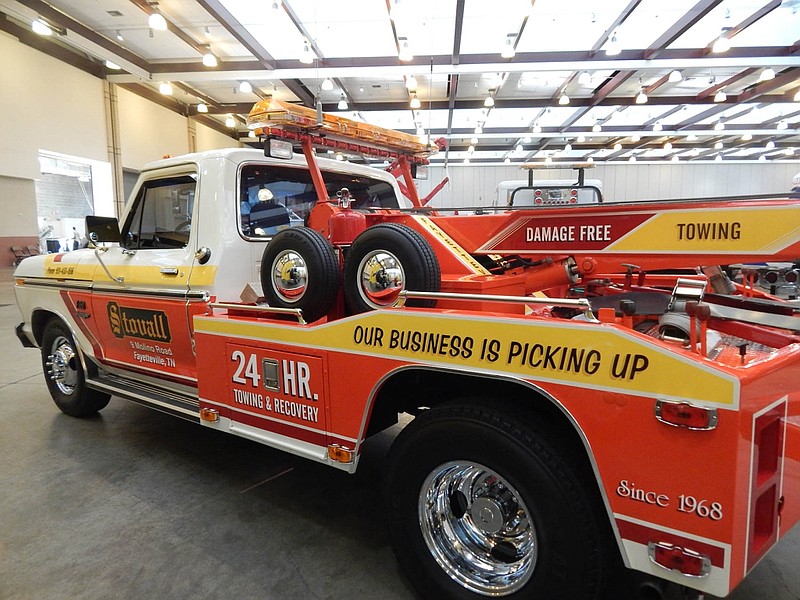 Stovall's Wrecker Service of Fayetteville, Tenn., won first place in the antique/classic division in last year's Beauty Contest at the Tennessee Tow Show.