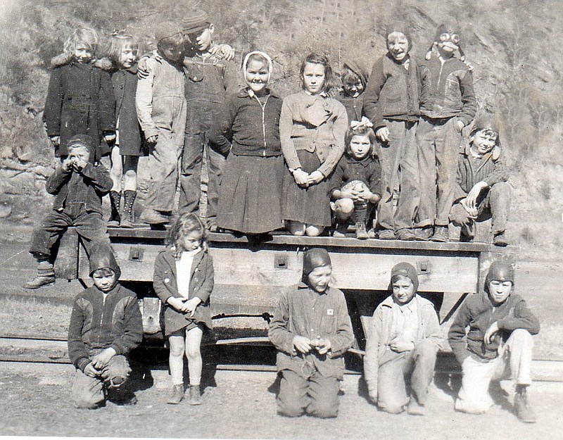 Children who attended school at Caney Creek, circa 1938.