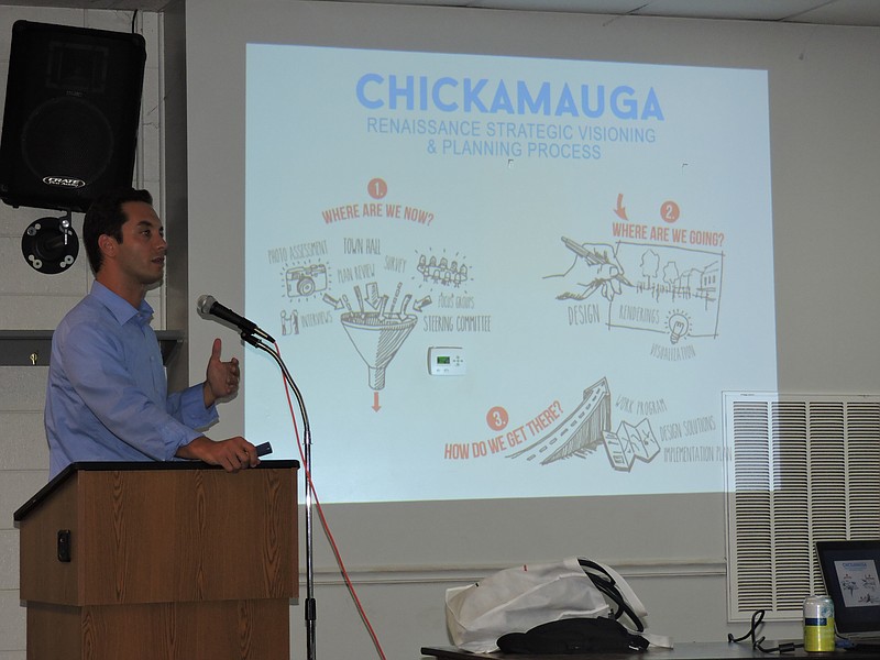 Danny Bivins presents the findings for the Chickamauga Renaissance Strategic Visioning and Planning Process.