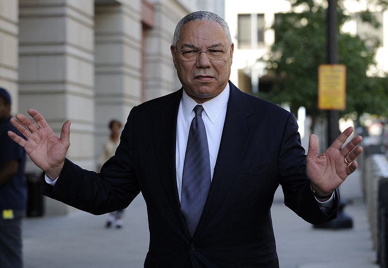 
              FILE - In this Oct. 10, 2008, file photo, former Secretary of State Colin Powell is seen in Washington. Powell is defending himself following the release of a 2009 email exchange with Hillary Clinton, describing his use of a private, dial-up email account to carry out U.S. government business. Powell said in a statement Sept. 8, 2016, he viewed his use of private email to communicate with foreign leaders and U.S. officials as private conversations similar to phone calls. (AP Photo/Susan Walsh, File)
            