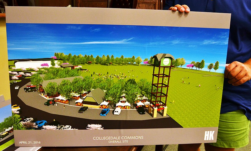 Collegedale Tomorrow Foundation Director David Barto holds an overall site plan for Collegedale Commons. With the city's recent contribution of $1.5 million toward the porject, the CTF is closer to realizing its vision.