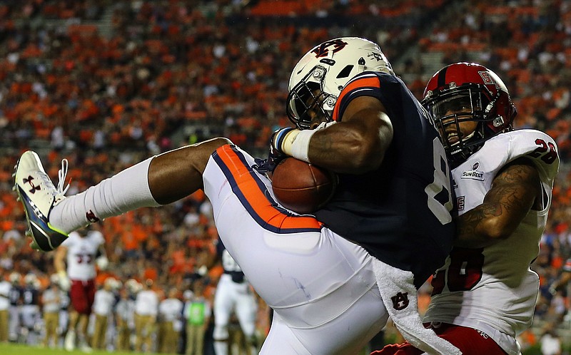 Auburn senior receiver Tony Stevens had two touchdown receptions during Saturday night's 51-14 dismantling of Arkansas State in Jordan-Hare Stadium. The Tigers host No. 17 Texas A&M this week and No. 20 LSU next week.