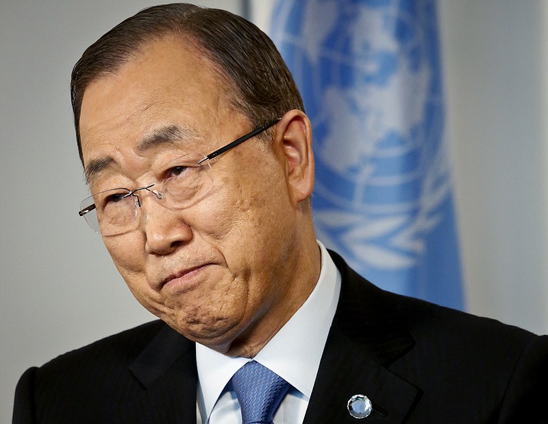 
              In this Friday, Sept. 9, 2016 photo, United Nations Secretary-General Ban Ki-moon speaks during an interview at U.N. headquarters. Ban says he's disappointed by many world leaders who care more about retaining power than improving the lives of their people - and can't understand why Syria is being held hostage to "the destiny" of one man, President Bashar Assad.  (AP Photo/Bebeto Matthews)
            