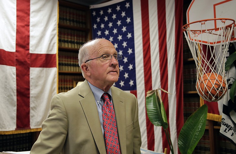 
              Incumbent Court of Criminal Appeals Judge Lawrence Meyers poses for a photo at his office, Monday, Sept. 12, 2016, in Austin. Meyers switched parties to become a Democrat in 2013 and now faces a tough re-election race.  He’s the longest-serving judge on Texas’ highest criminal court. (AP Photo/Eric Gay)
            