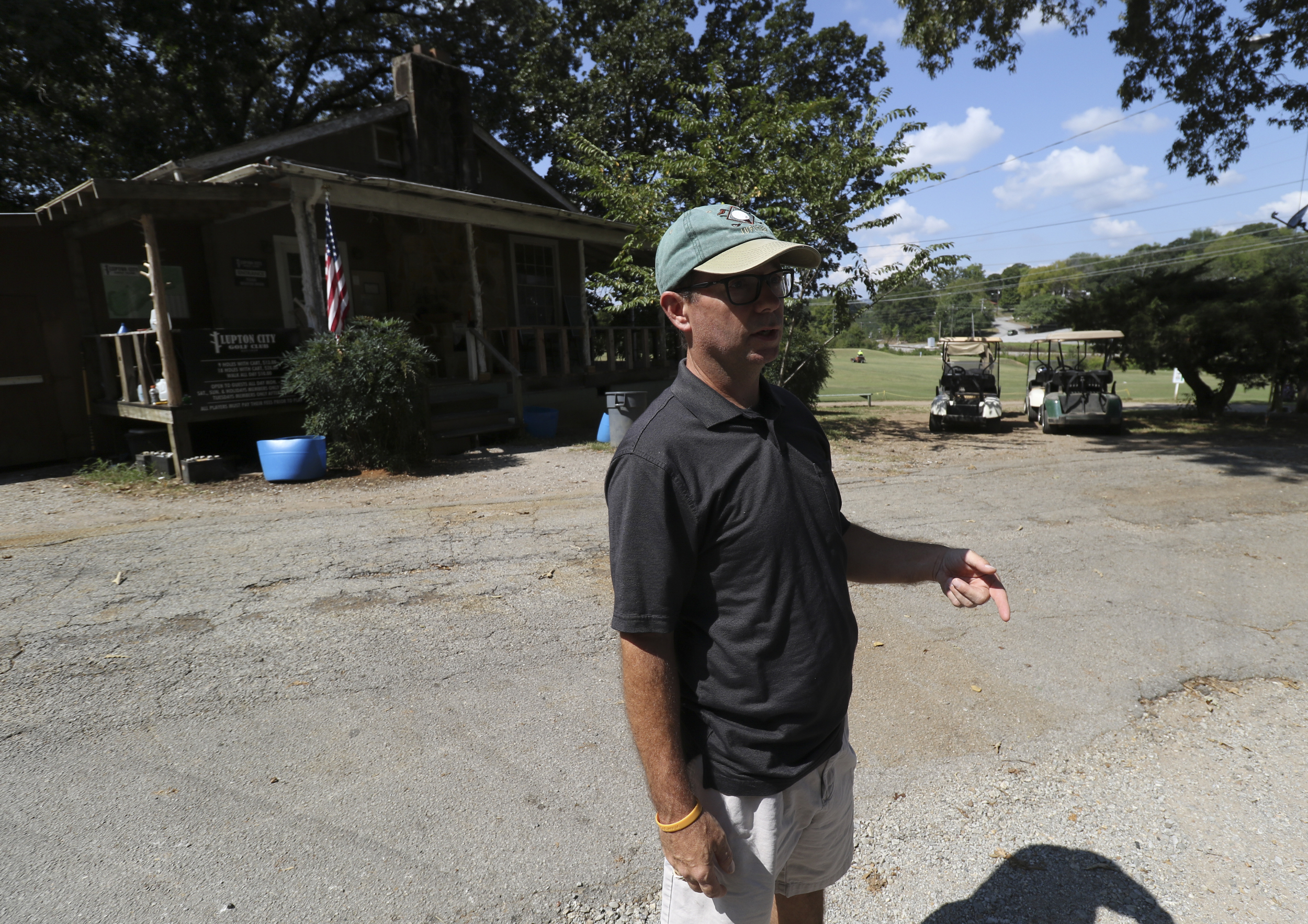 Staff Photo by Dan Henry / The Chattanooga Times Free Press- 9/13/16. Pat Finnegan plays golf at Lupton City Golf Club while speaking about how he will play 72 holes of golf without a cart or caddy on Thursday to raise money for Ronald McDonald House Charities.