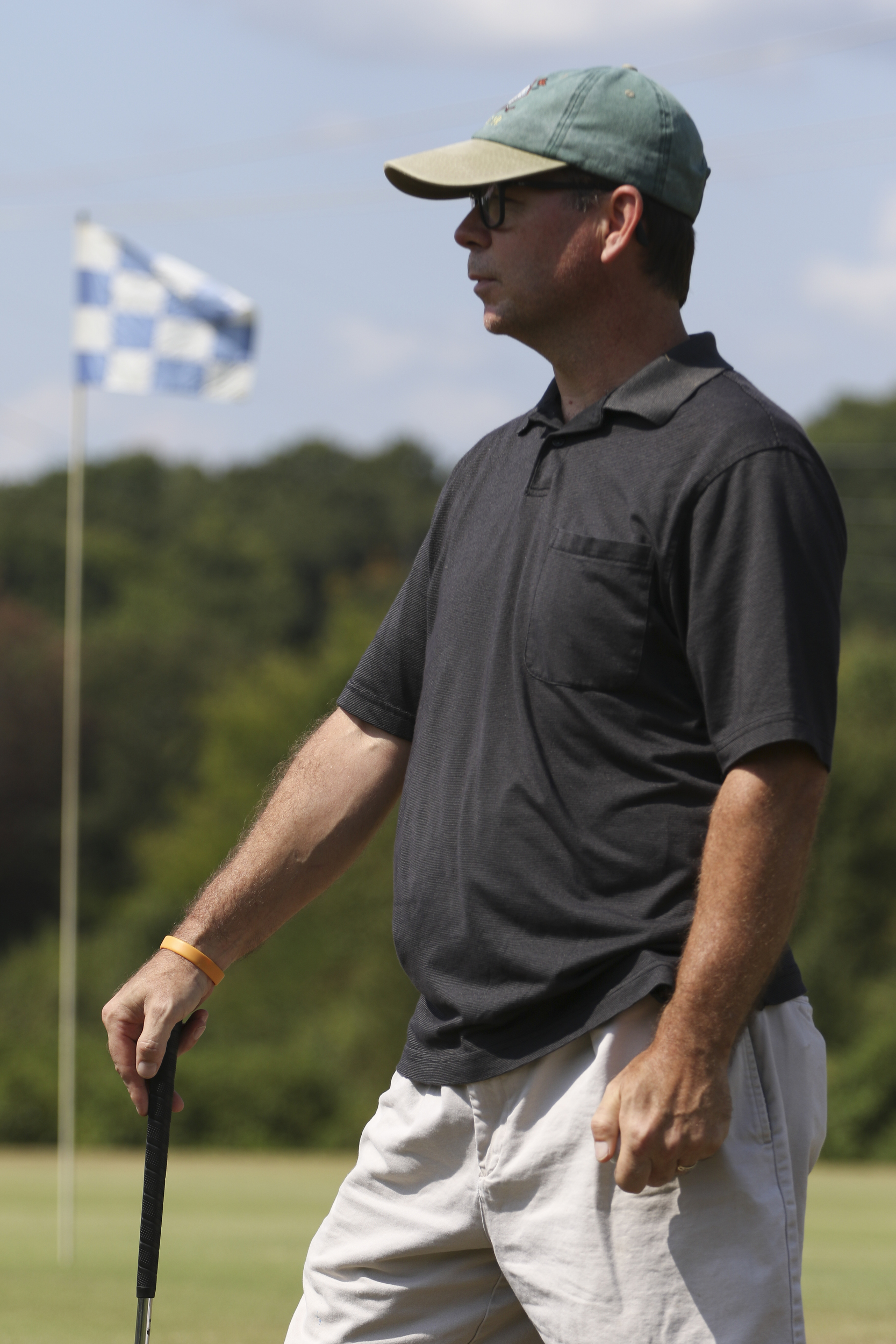 Staff Photo by Dan Henry / The Chattanooga Times Free Press- 9/13/16. Pat Finnegan plays golf at Lupton City Golf Club while speaking about how he will play 72 holes of golf without a cart or caddy on Thursday to raise money for Ronald McDonald House Charities.
