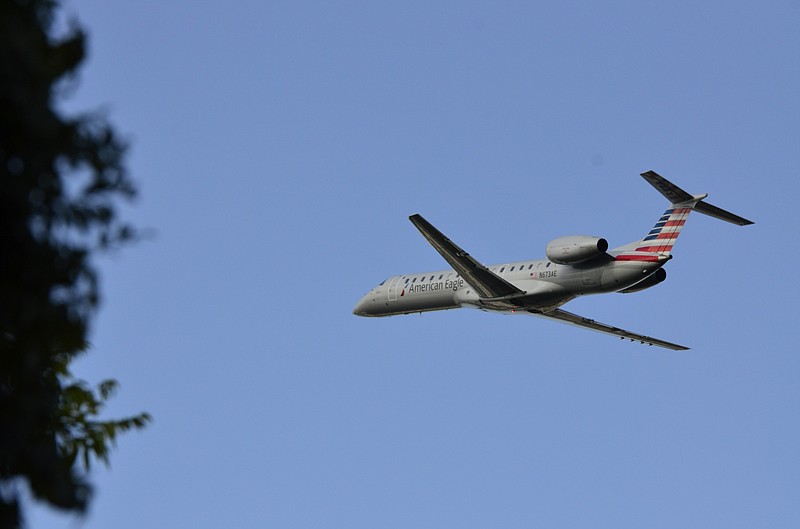 An American Airlines plane takes off at the Chattanooga Airport.