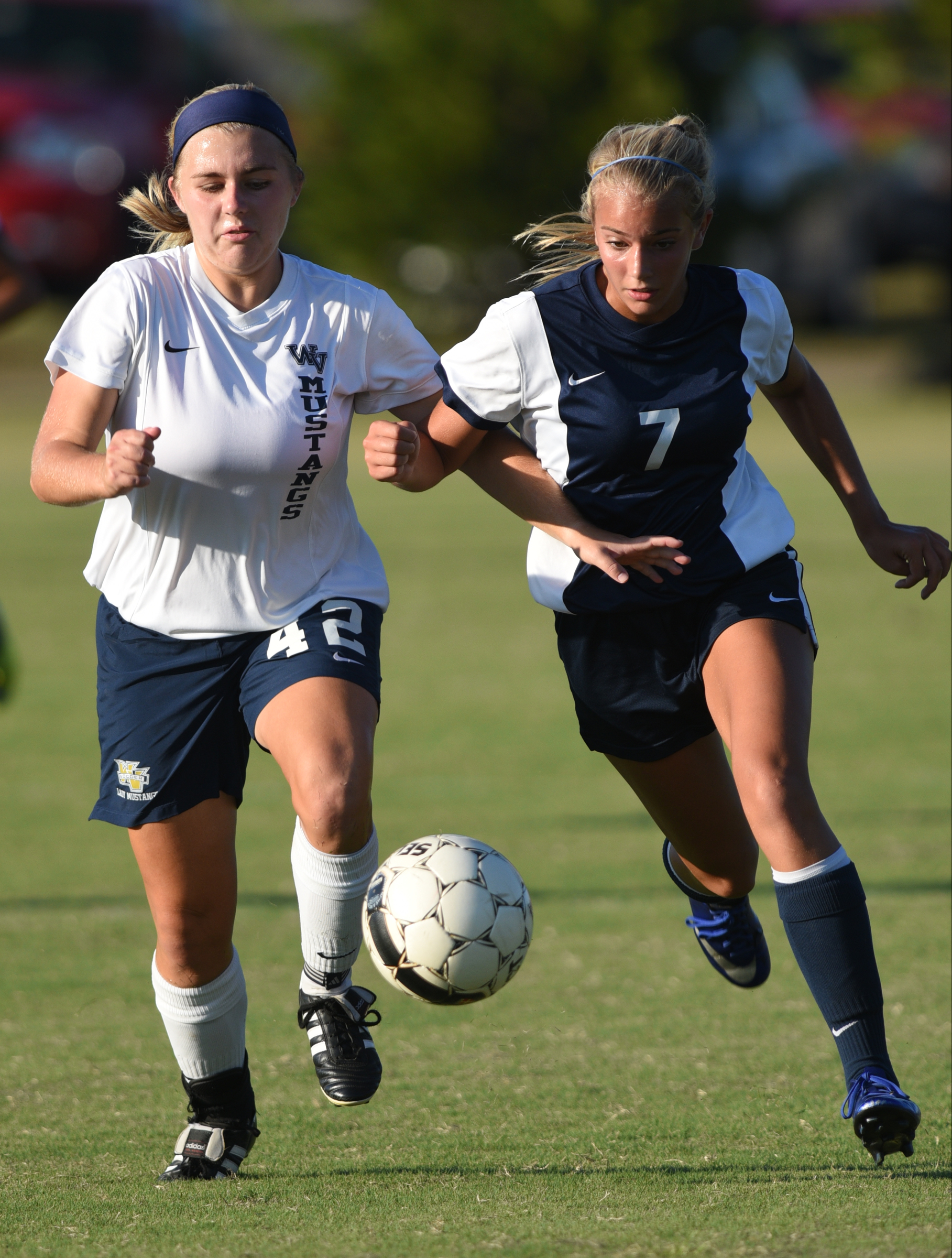 Walker Valley's Isabel Stafford and Soddy-Daisy's Amy Rasmussen fight for control of the ball Tuesday, September 20, 2016 at Walker Valley High School.