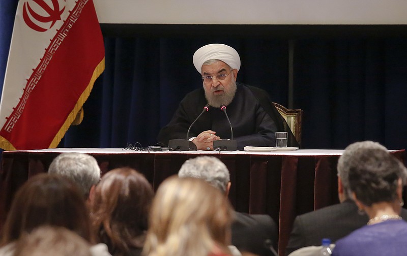 
              Iran's President Hassan Rouhani speaks during a news conference, after addressing the 71st session of the U.N. General Assembly, Thursday Sept. 22, 2016, in New York. (AP Photo/Bebeto Matthews)
            