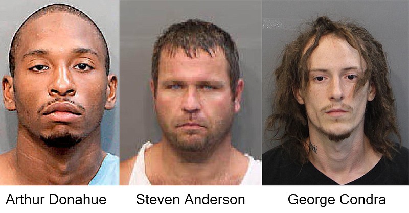 Arthur Donahue, 26; Steven Anderson, 35; and George Condra, 25 were each arrested on a slew of charges ranging from theft to carjacking on Sept. 15.