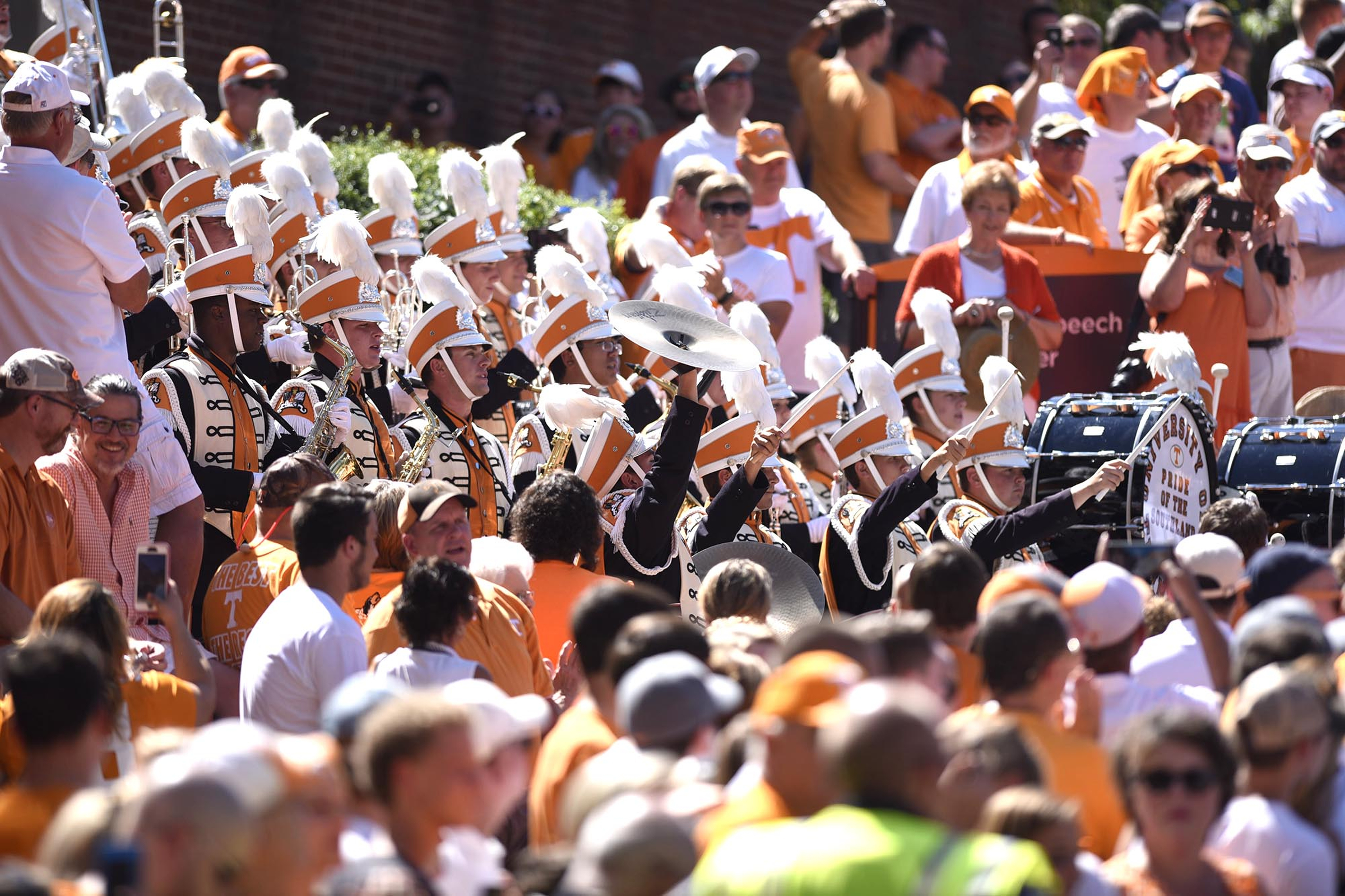 The Pride of the Southland Band is engulfed in fans as it plays before the Vol Walk. The Florida Gators visited the Tennessee Volunteers in a important SEC football contest at Neyland Stadium on September 24, 2016.