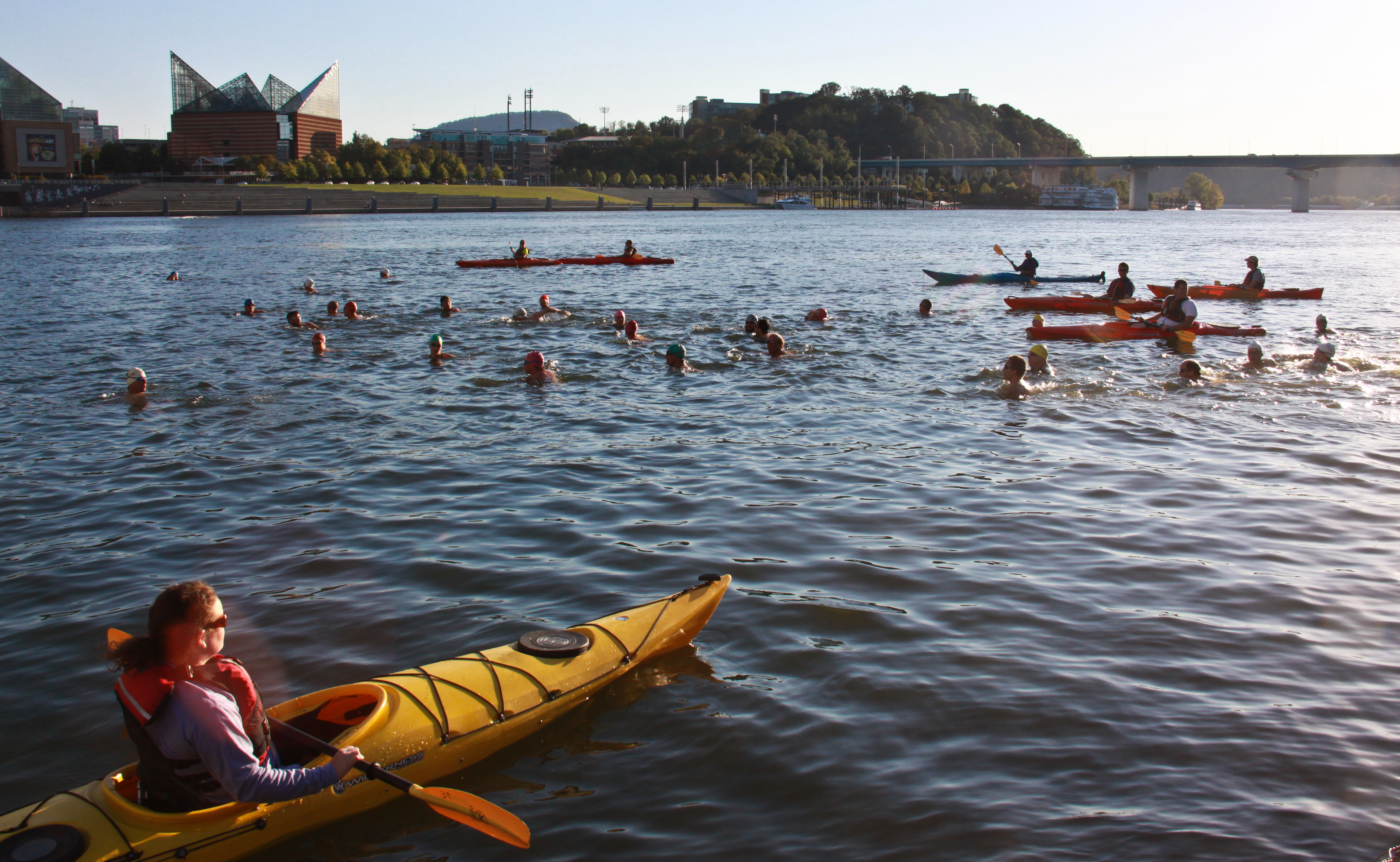 The Snail Darter, a popular RiverRocks' event since its inception, features a 1-mile open water swim in the Tennessee River.