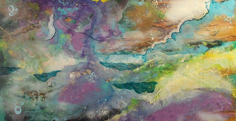 "This World and Beyond," an acrylic, ink and salt work by Caitlin Dickens, will be auctioned at Arts for CARES.