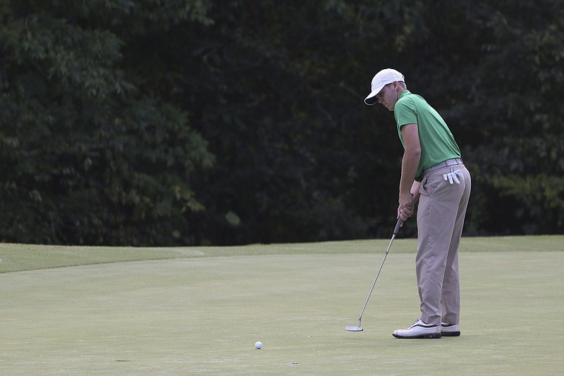 Staff Photo by Dan Henry / The Chattanooga Times Free Press- 9/29/16. East Hamilton's Tyson Venable competes in the Region 3-AAA high school golf tournament on The Bear Trace at Harrison Bay course Thursday, September 29, 2016. 