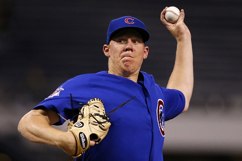 
              Chicago Cubs starting pitcher Rob Zastryzny delivers in the first inning of a baseball game against the Pittsburgh Pirates in Pittsburgh, Thursday, Sept. 29, 2016. (AP Photo/Gene J. Puskar)
            