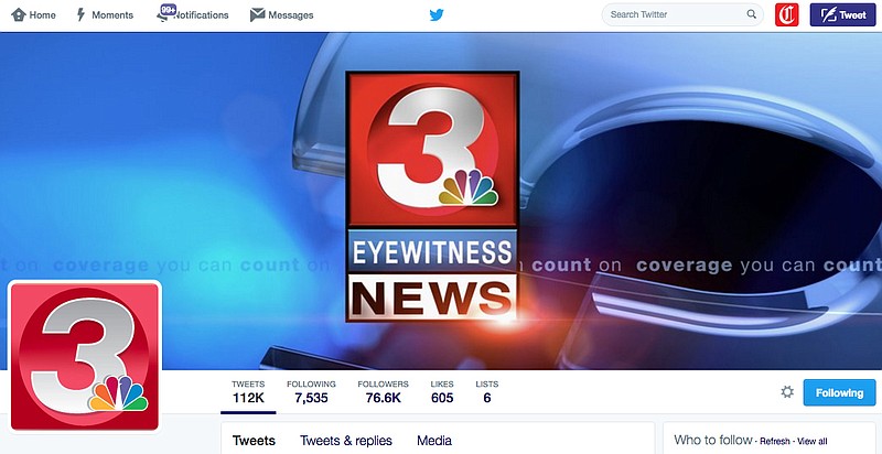 Screenshot of WRCB's Twitter page.