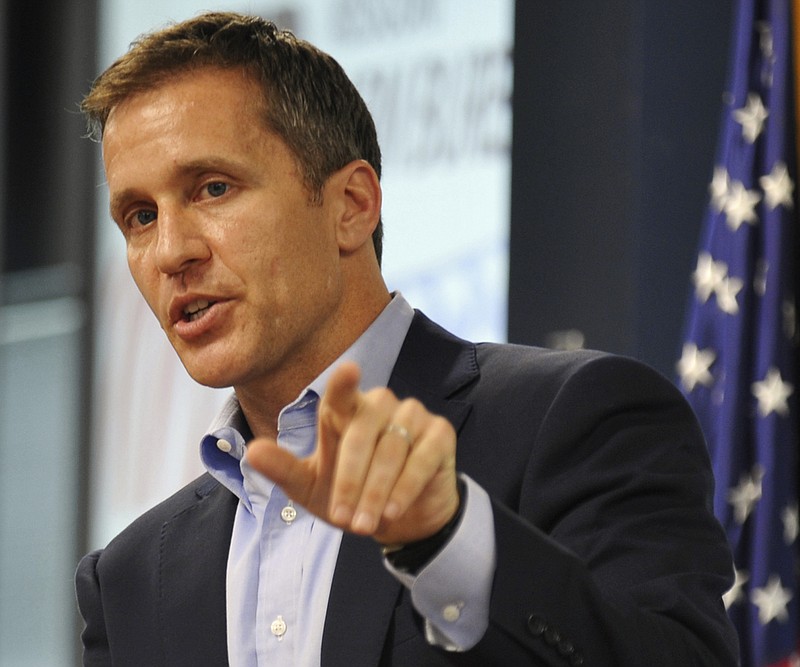 
              FILE - In this Aug. 5, 2016 file photo, Missouri Republican gubernatorial candidate Eric Greitens speaks in Jefferson City, Mo. Gubernatorial candidates in some states including Missouri have been staking strategic positions contrary to their party's national norms and presidential nominees. A former Navy SEAL officer, Greitens faces Democratic nominee, Attorney General Chris Koster in the general election. (Julie Smith/The Jefferson City News-Tribune via AP, File)
            