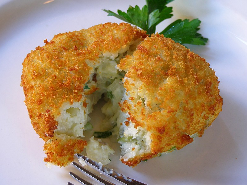 Fried potato salad is yin-yang of fried foods, both creamy and crunchy, cold and hot. 
