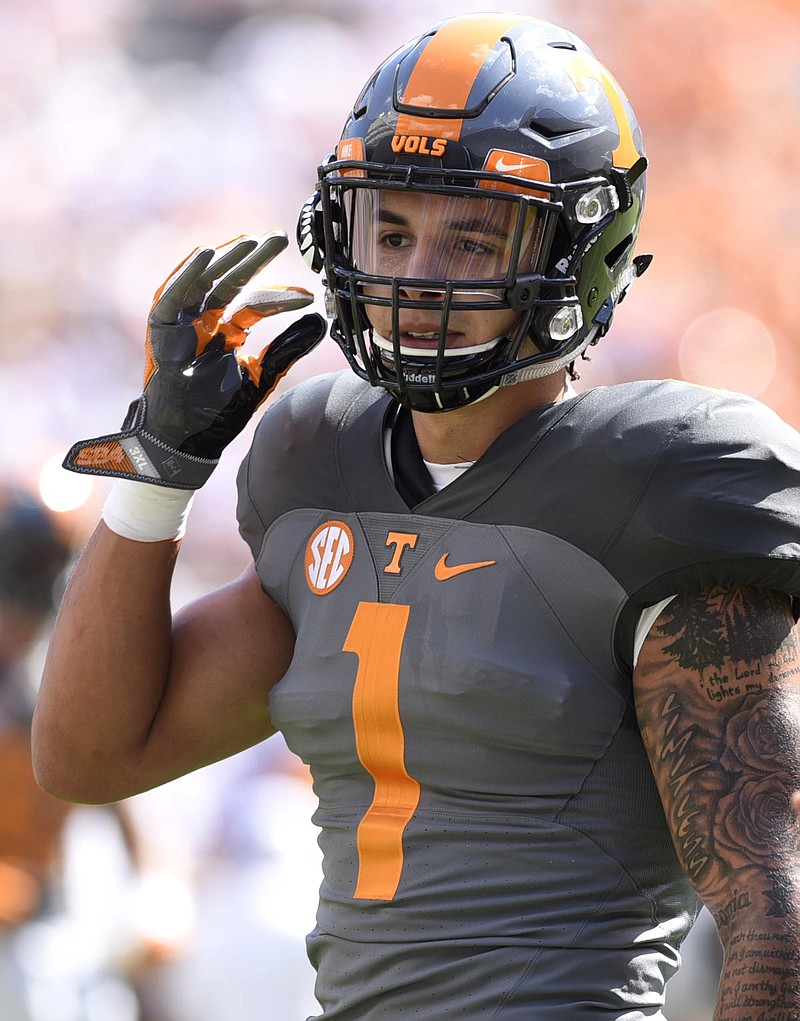 Jalen Hurd (1) is a running back for Tennessee.  The Florida Gators visited the Tennessee Volunteers in a important SEC football contest at Neyland Stadium on September 24, 2016.