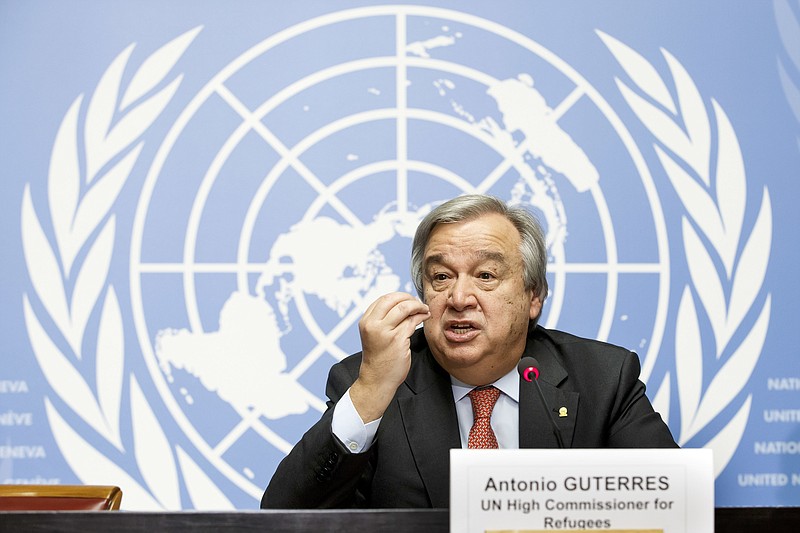 In this Friday, Dec. 18, 2015 file photo, United Nations High Commissioner for Refugees Antonio Guterres speaks during a news conference at the European headquarters of the United Nations in Geneva, Switzerland. On Wednesday, Sept. 5, 2016, members of the Security Council unanimously agreed that Guterres should be the next U.N. secretary-general. A UNSC vote is expected Thursday; the candidacy then goes to the General Assembly for final approval. (Salvatore Di Nolfi/Keystone via AP)