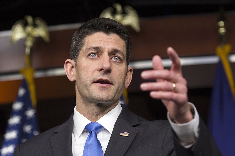 
              FILE - In this May 12, 2016, file photo, House Speaker Paul Ryan of Wis. speaks with reporters on Capitol Hill in Washington, following his meeting with Republican presidential candidate Donald Trump. It’s long been clear that Ryan is, shall we say, not wholly comfortable with Trump’s presidential candidacy. The announcement of Ryan and Trump’s first joint appearance of the campaign on Oct. 8 in Wisconsin _ just four weeks before the election _ was simply the latest reminder. The third paragraph of Ryan’s release about the event says that Trump “will also join Wisconsin Republicans” at the annual party festival in Elkhorn, a small city in Ryan’s congressional district. (AP Photo/Cliff Owen, File)
            