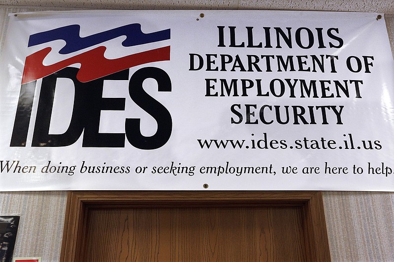 
              In this Thursday, Sept. 29, 2016 photo, an Illinois Department of Employment Security banner hangs in their office in Springfield, Ill. An Associated Press analysis of federal statistics shows Illinois is the nation’s worst in reclaiming hundreds of millions of dollars in overpaid unemployment benefits. (AP Photo/Seth Perlman)
            