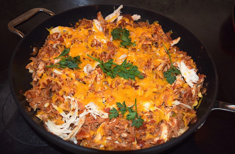 Chicken enchilada casserole is one of many one-pot meals that can be made when you get home after a busy day. It's ready in a jiffy, and if you use leftover cooked chicken, you'll have it on the table that much soone